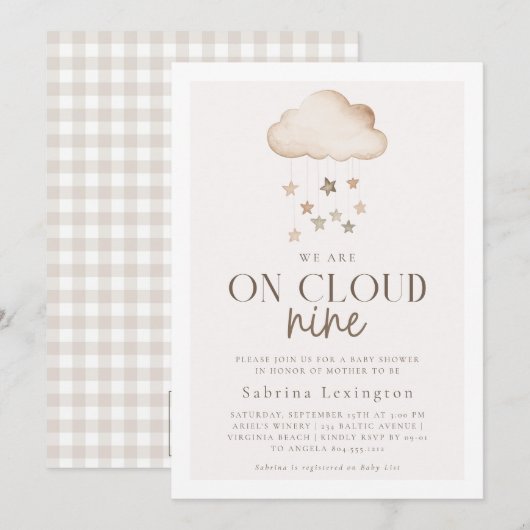 We zijn op Cloud Nine Genderneutraal Baby shower Kaart (Voorkant / Achterkant)