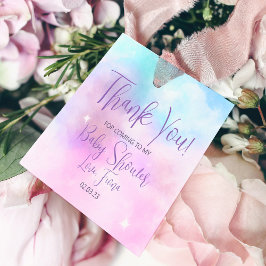 We zijn op Cloud Nine Girl Baby shower. Bedankjes Labels