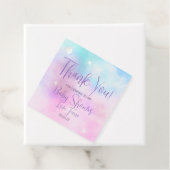 We zijn op Cloud Nine Girl Baby shower. Bedankjes Labels (In situ)