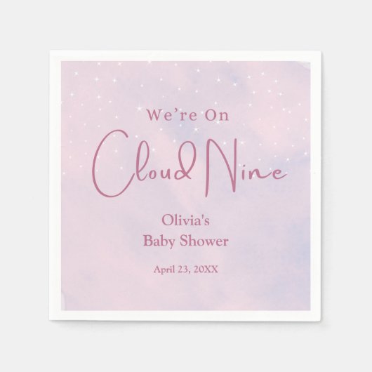 We zijn op Cloud Nine Girl Baby shower Servet (Voorkant)