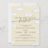 We zijn op Cloud Nine Hand Drawn Clouds Baby showe Kaart (Voorkant)