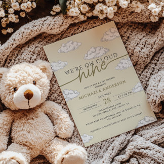 We zijn op Cloud Nine Hand Drawn Clouds Baby showe Kaart