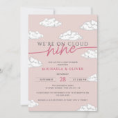 We zijn op Cloud Nine Hand Drawn Clouds Baby showe Kaart (Voorkant)