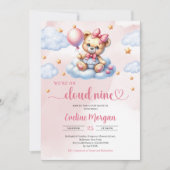 We zijn op Cloud Nine meisje baby shower uitnodigi Kaart (Voorkant)