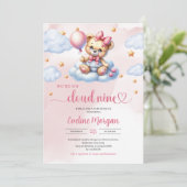 We zijn op Cloud Nine meisje baby shower uitnodigi Kaart (Staand voorkant)