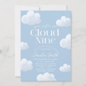 We zijn op Cloud Nine Modern Blue Cloud Baby showe Kaart (Voorkant)