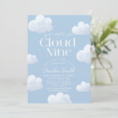 We zijn op Cloud Nine Modern Blue Cloud Baby showe Kaart (Staand voorkant)