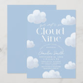 We zijn op Cloud Nine Modern Blue Cloud Baby showe Kaart (Voorkant / Achterkant)