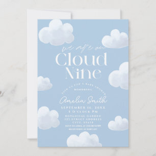 We zijn op Cloud Nine Modern Blue Cloud Baby showe Kaart