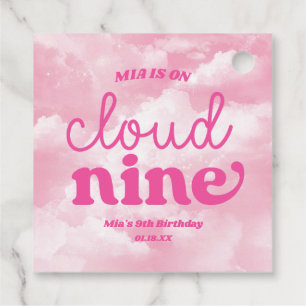 We zijn op Cloud Nine Pink 9th Birthday Party Bedankjes Labels