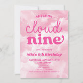 We zijn op Cloud Nine Pink 9th Birthday Party Kaart (Voorkant)
