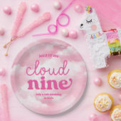We zijn op Cloud Nine Pink 9th Birthday Party Papieren Bordje (Feest)