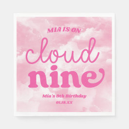 We zijn op Cloud Nine Pink 9th Birthday Party Servet
