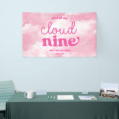 We zijn op Cloud Nine Pink 9th Birthday Party Spandoek (Beurs)