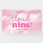 We zijn op Cloud Nine Pink 9th Birthday Party Spandoek (Horizontaal)