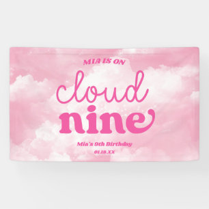 We zijn op Cloud Nine Pink 9th Birthday Party Spandoek