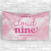 We zijn op Cloud Nine Pink 9th Birthday Party Spandoek