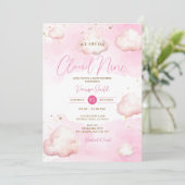We zijn op Cloud Nine Pink Baby shower Gold Glitte Kaart (Staand voorkant)