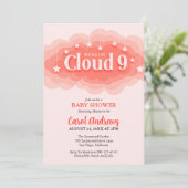 We zijn op Cloud Nine Pink Baby shower Kaart (Staand voorkant)