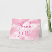 We zijn op Cloud Nine Pink Clouds Baby shower Bedankkaart (Voorkant)