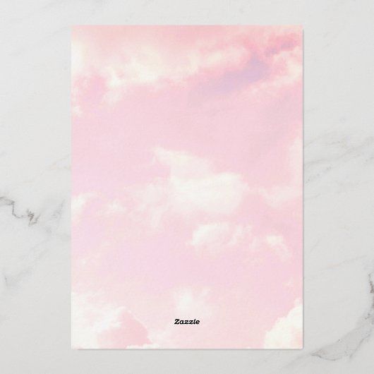 We zijn op Cloud Nine Pink Clouds Baby shower Folie Uitnodiging (Achterkant)