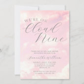 We zijn op Cloud Nine Pink Clouds Baby shower Kaart (Voorkant)