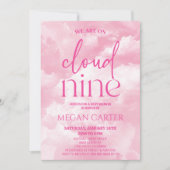 We zijn op Cloud Nine Pink Clouds Baby shower Kaart (Voorkant)