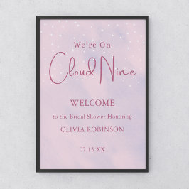 We zijn op Cloud Nine Pink Girl Baby shower Welkom Poster