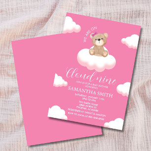 We zijn op Cloud Nine Pink Girl Beer Baby shower Kaart