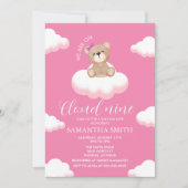 We zijn op Cloud Nine Pink Girl Beer Baby shower Kaart (Voorkant)