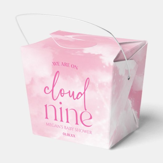 We zijn op Cloud Nine roze Baby shower Bedankdoosjes (Achterkant)