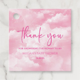 We zijn op Cloud Nine roze Baby shower Bedankjes Labels