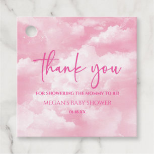 We zijn op Cloud Nine roze Baby shower Bedankjes Labels