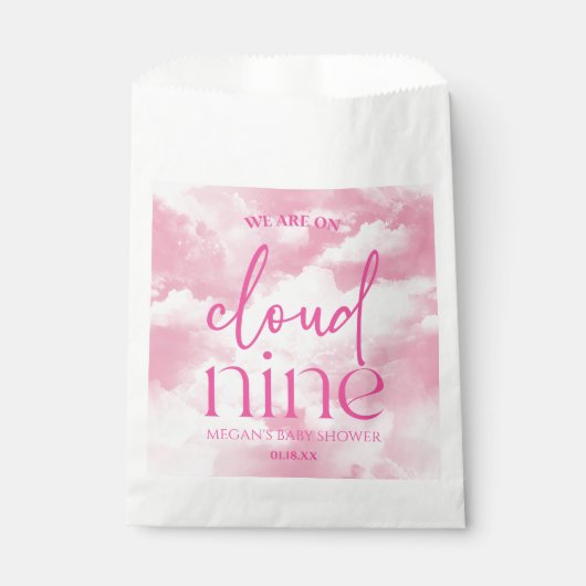 We zijn op Cloud Nine roze Baby shower Bedankzakje (Voorkant)