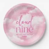 We zijn op Cloud Nine roze Baby shower Papieren Bordje (Voorkant)