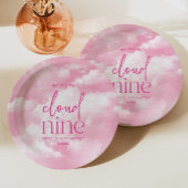 We zijn op Cloud Nine roze Baby shower Papieren Bordje