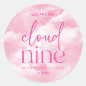 We zijn op Cloud Nine roze Baby shower Ronde Sticker (Voorkant)