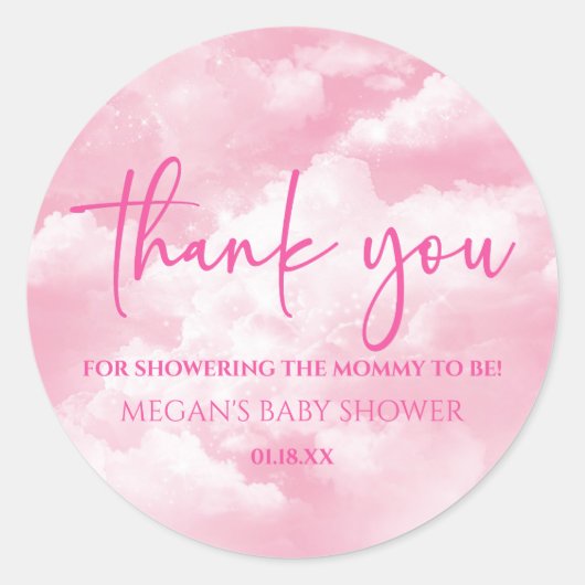 We zijn op Cloud Nine roze Baby shower Ronde Sticker (Voorkant)