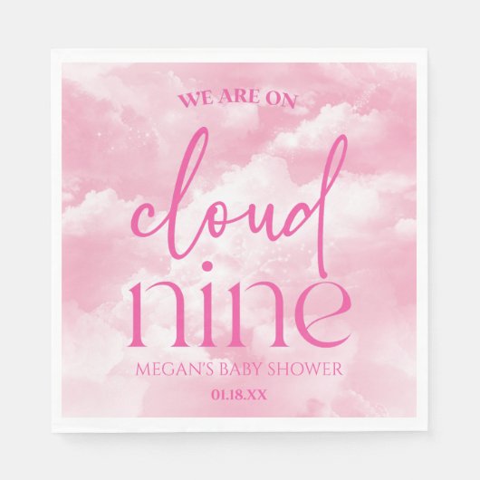 We zijn op Cloud Nine roze Baby shower Servet (Voorkant)