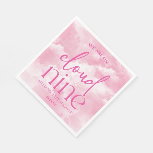 We zijn op Cloud Nine roze Baby shower Servet (Hoek)