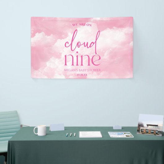 We zijn op Cloud Nine roze Baby shower Spandoek (Beurs)