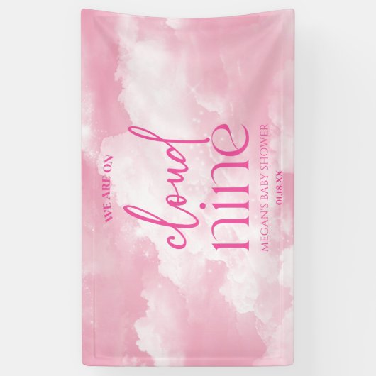 We zijn op Cloud Nine roze Baby shower Spandoek (Verticaal)