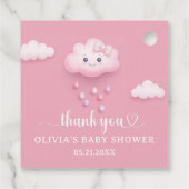 We zijn op Cloud Nine Schattige Pink Girl Baby sho Bedankjes Labels (Achterkant)