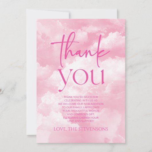 We zijn op Cloud Nine Sparkle Clouds Baby shower Bedankkaart (Voorkant)