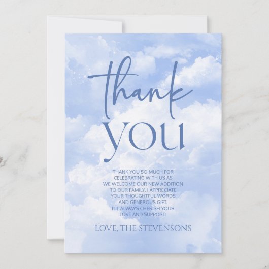 We zijn op Cloud Nine Sparkle Clouds Baby shower Bedankkaart (Voorkant)