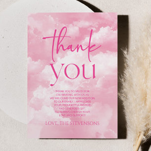 We zijn op Cloud Nine Sparkle Clouds Baby shower Bedankkaart