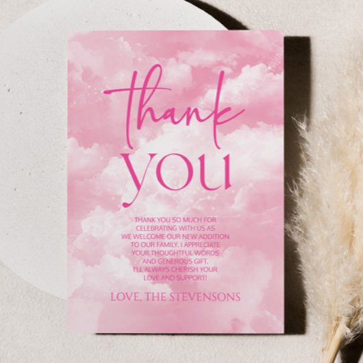 We zijn op Cloud Nine Sparkle Clouds Baby shower Bedankkaart
