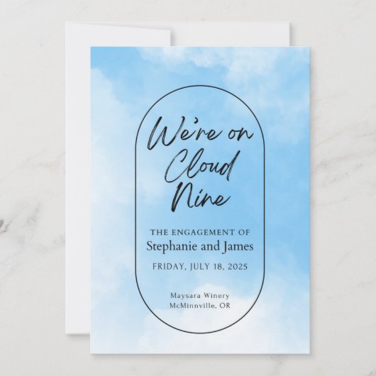 We zijn op Cloud Nine Verloving Feest Uitnodiging (Voorkant)