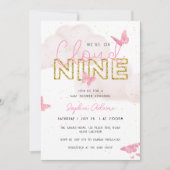 We zijn op Cloud Nine Vlinders Meisje Baby shower Kaart (Voorkant)