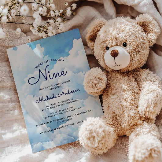 We zijn op Cloud Nine Waterverf Sky Baby shower Kaart